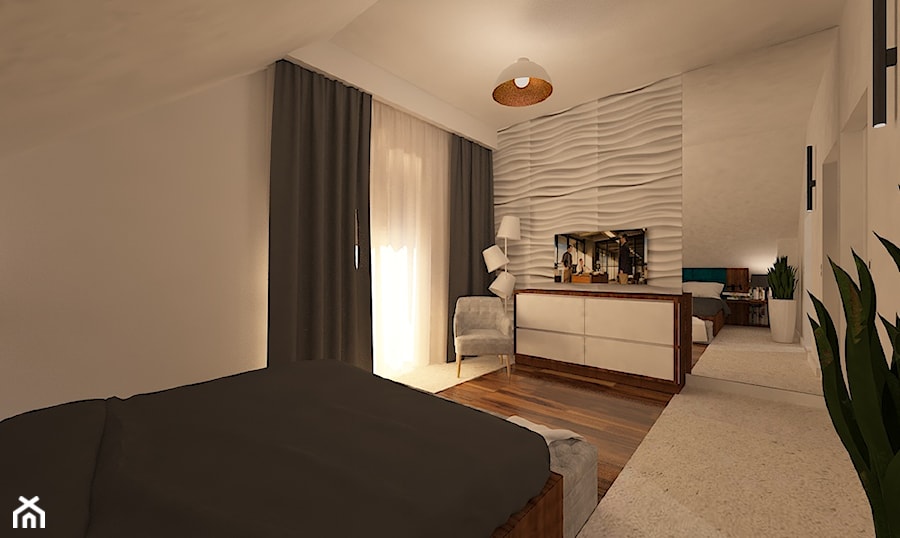 Dom w Polkowicach - Średnia biała sypialnia na poddaszu, styl tradycyjny - zdjęcie od Pracownia Projektowa "Interior-Art"