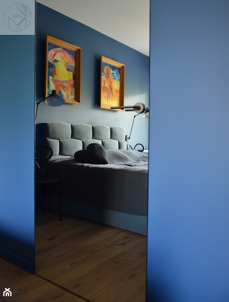Mieszkanie Kolor - Mała niebieska sypialnia, styl nowoczesny - zdjęcie od Schemat