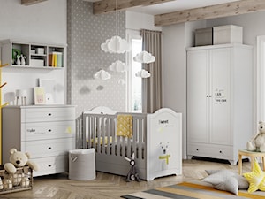 Meble dla dzieci - Średni biały szary pokój dziecka dla niemowlaka dla chłopca dla dziewczynki, styl skandynawski - zdjęcie od Galeria Wnętrz Domar