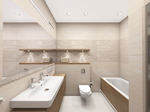projekty - Mała beżowa łazienka w bloku bez okna, styl tradycyjny - zdjęcie od marina suchorska architektura wnętrz
