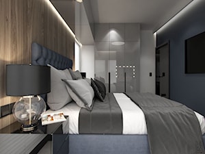 NOWOCZESNY SEGMENT - Średnia biała szara sypialnia, styl glamour - zdjęcie od PEKA STUDIO