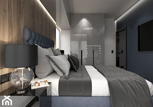 NOWOCZESNY SEGMENT - Średnia biała szara sypialnia, styl glamour - zdjęcie od PEKA STUDIO