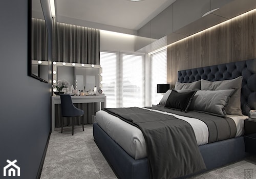NOWOCZESNY SEGMENT - Średnia biała brązowa szara sypialnia, styl glamour - zdjęcie od PEKA STUDIO