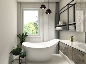KOLORY ZIEMI - Mała łazienka z oknem, styl nowoczesny - zdjęcie od architekt Karolina Radoń