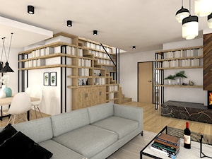 projekt wnętrza w stylu skandynawskim - Duży biały salon z jadalnią, styl skandynawski - zdjęcie od architekt Karolina Radoń