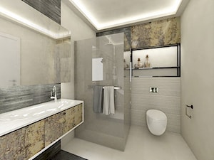 KOLORY ZIEMI - Średnia bez okna z lustrem łazienka, styl nowoczesny - zdjęcie od architekt Karolina Radoń