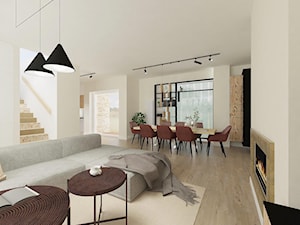 aranżacja przestrzeni prywatnej - Duży biały salon z jadalnią, styl nowoczesny - zdjęcie od architekt Karolina Radoń