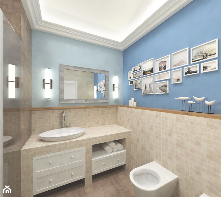 Niebieska łazienka - zdjęcie od architekt Karolina Radoń