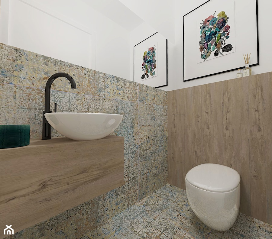 łazienka z gresem Aparici Carpet - Łazienka, styl nowoczesny - zdjęcie od architekt Karolina Radoń