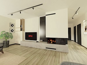 męskie wnętrze - Duży biały czarny salon, styl nowoczesny - zdjęcie od architekt Karolina Radoń