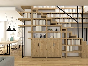 projekt wnętrza w stylu skandynawskim - Duży biały salon z jadalnią, styl skandynawski - zdjęcie od architekt Karolina Radoń