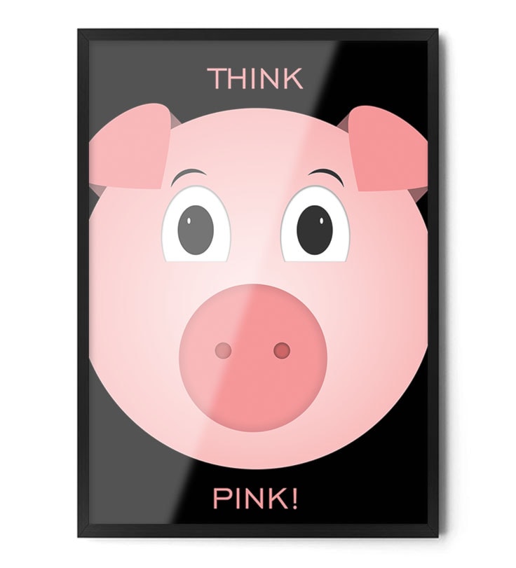 Plakat THINK PINK - zdjęcie od Fox Art Studio