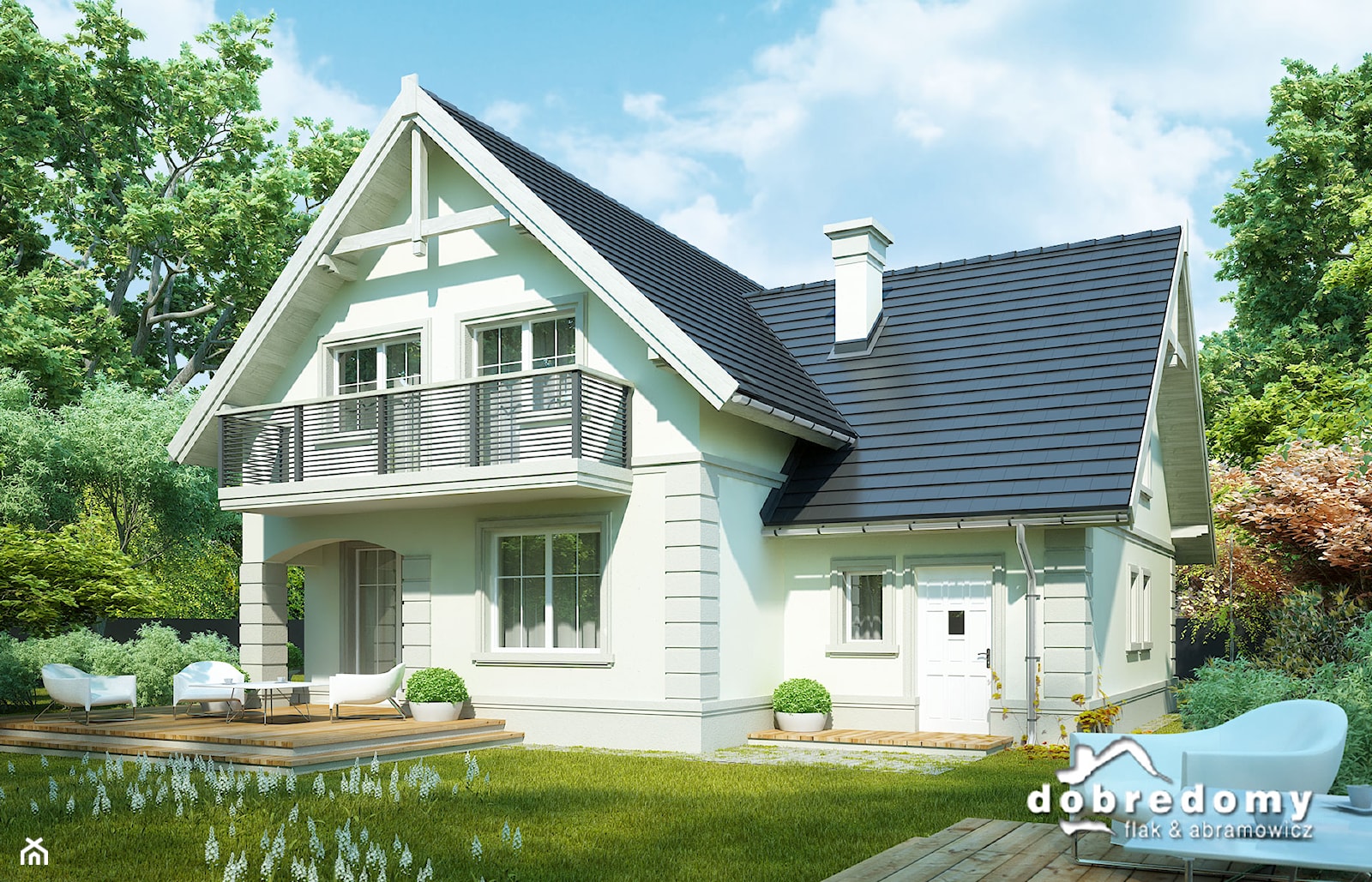 Duże jednopiętrowe domy jednorodzinne murowane z dwuspadowym dachem - zdjęcie od Dobre Domy - Homebook