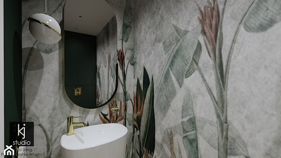 Toaleta z tapetą - Łazienka, styl nowoczesny - zdjęcie od KJ Studio Projektowanie wnętrz