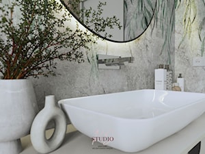 Łazienka z betonowymi płytkami - Łazienka, styl nowoczesny - zdjęcie od KJ Studio Projektowanie wnętrz