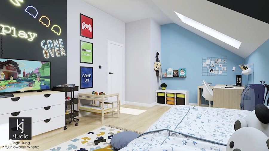 Pokój gamingowy dla chłopca - Pokój dziecka, styl nowoczesny - zdjęcie od KJ Studio Projektowanie wnętrz