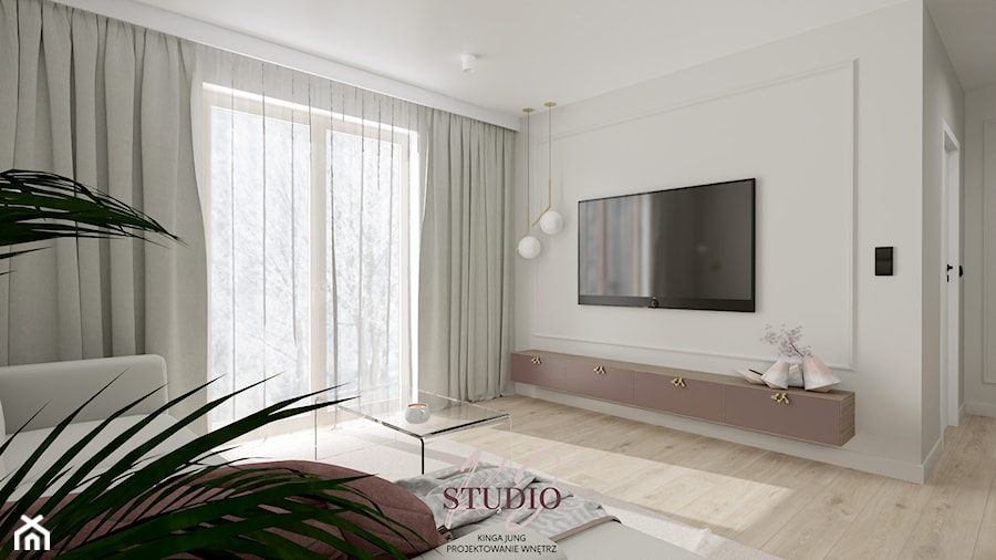 Salon w stylu modern classic (Mieszkanie w Bielsku-Białej) - Salon, styl nowoczesny - zdjęcie od KJ Studio Projektowanie wnętrz