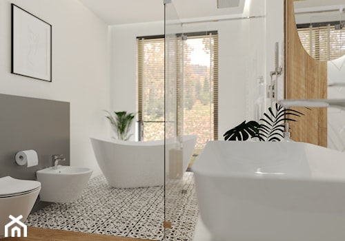 Łazienka przy głównej sypialni w domu jednorodzinnym - Łazienka, styl nowoczesny - zdjęcie od KJ Studio Projektowanie wnętrz