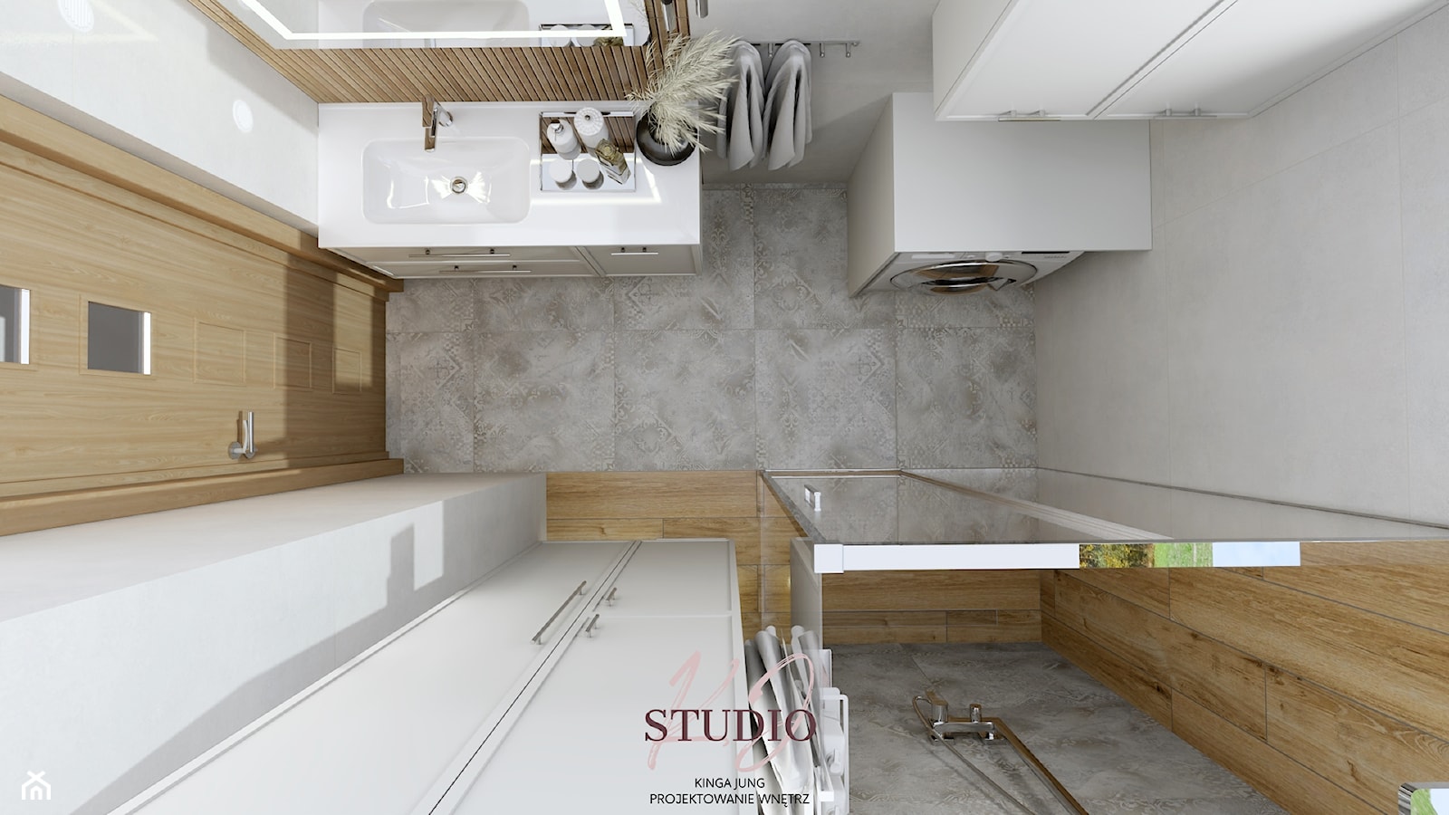 Łazienka w bloku (Oświęcim) - Łazienka, styl nowoczesny - zdjęcie od KJ Studio Projektowanie wnętrz - Homebook