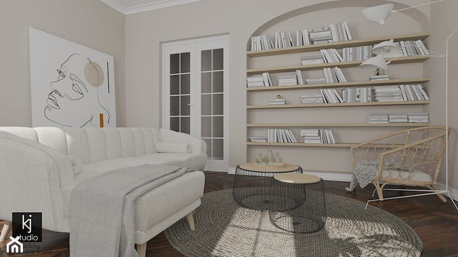 Salon i sypialnia w stylu francuskim - Salon, styl vintage - zdjęcie od KJ Studio Projektowanie wnętrz