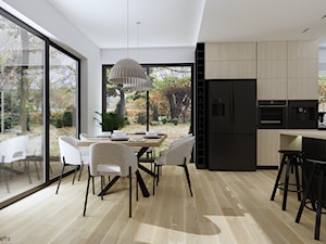 Dom w stylu skandynawskim - jadalnia - Średnia biała jadalnia w kuchni, styl nowoczesny - zdjęcie od KJ Studio Projektowanie wnętrz