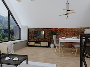 Salon w stylu industrialnym (Dom z widokiem na Beskidy) - Salon, styl industrialny - zdjęcie od KJ Studio Projektowanie wnętrz