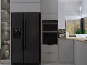 Szara kuchnia (Dom w Malinówkach) - Kuchnia, styl nowoczesny - zdjęcie od KJ Studio Projektowanie wnętrz
