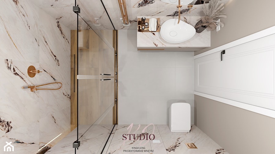 Elegancka łazienka (mieszkanie w Bielsku-Białej) - Łazienka, styl nowoczesny - zdjęcie od KJ Studio Projektowanie wnętrz