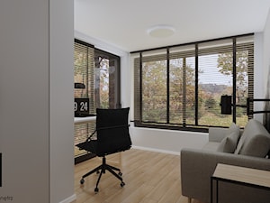 Gabinet w stylu industrialnym (Dom z widokiem na Beskidy) - Biuro, styl industrialny - zdjęcie od KJ Studio Projektowanie wnętrz