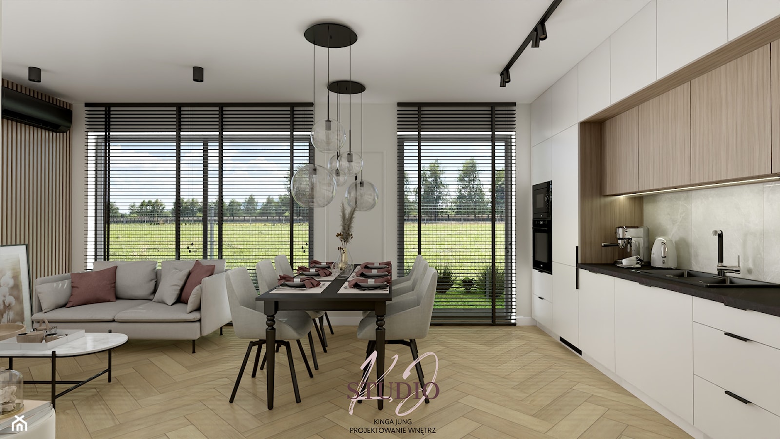 Jadalnia modern classic (Mieszkanie w Kętach) - Jadalnia, styl nowoczesny - zdjęcie od KJ Studio Projektowanie wnętrz - Homebook