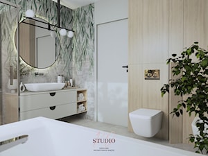 Łazienka z betonowymi płytkami - Łazienka, styl nowoczesny - zdjęcie od KJ Studio Projektowanie wnętrz