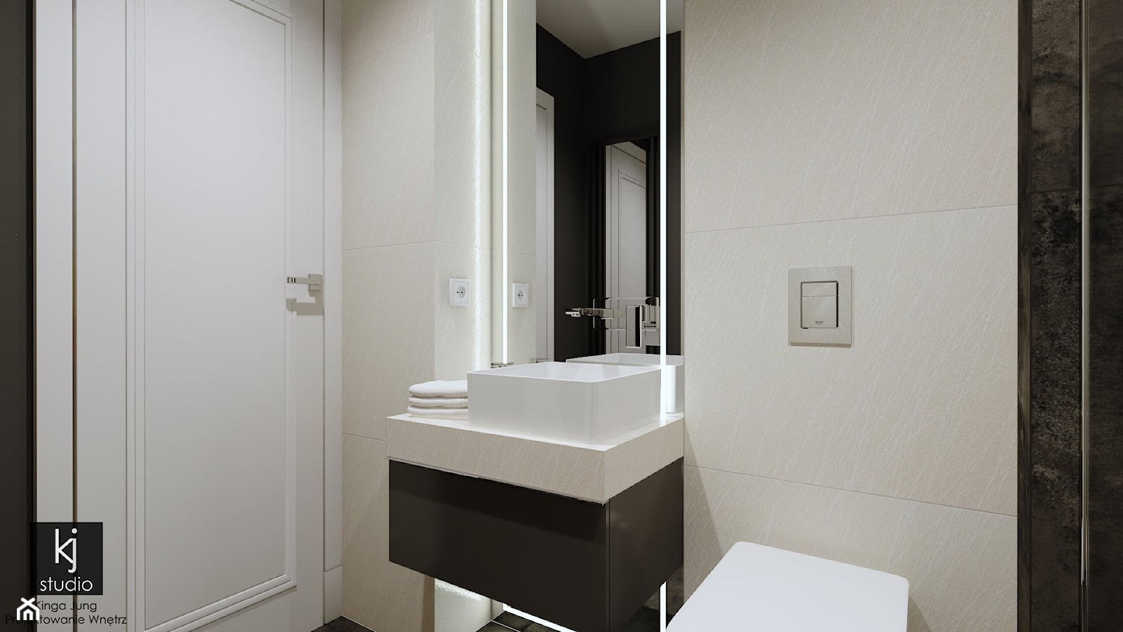 Minimalistyczna łazienka - Łazienka, styl nowoczesny - zdjęcie od KJ Studio Projektowanie wnętrz - Homebook