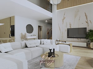Salon w stylu japandi (dom Bielsko-Biała) - Salon, styl skandynawski - zdjęcie od KJ Studio Projektowanie wnętrz