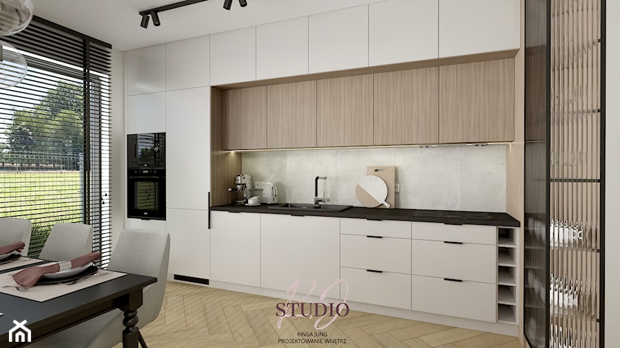 Kuchnia modern classic (Mieszkanie w Kętach) - Kuchnia, styl nowoczesny - zdjęcie od KJ Studio Projektowanie wnętrz
