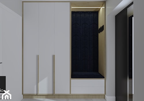 Biały przedpokój (Dom w Malinówkach) - Hol / przedpokój, styl nowoczesny - zdjęcie od KJ Studio Projektowanie wnętrz