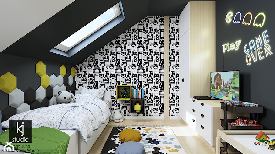 Pokój gamingowy dla chłopca - Pokój dziecka, styl nowoczesny - zdjęcie od KJ Studio Projektowanie wnętrz