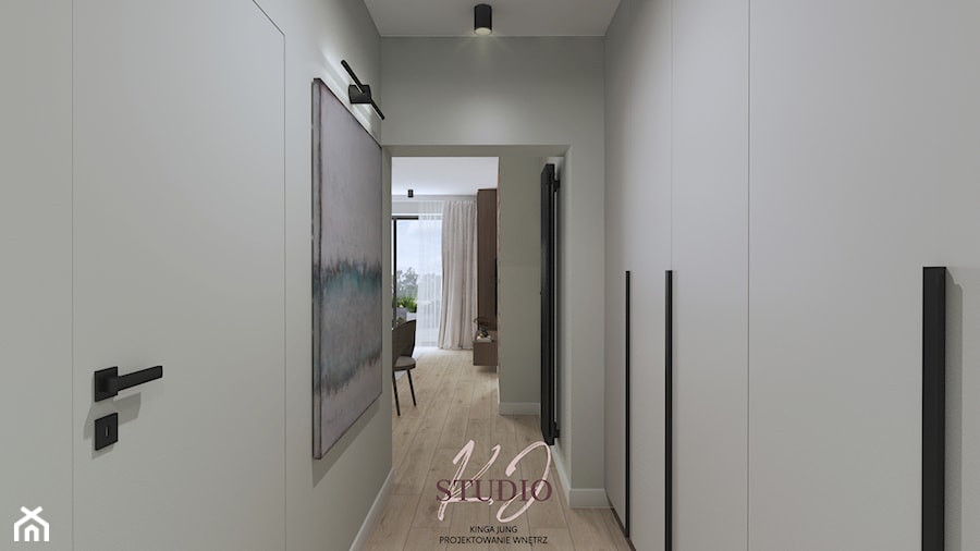 Przytulne i eleganckie mieszkanie - przedpokój (Oświęcim) - Hol / przedpokój, styl nowoczesny - zdjęcie od KJ Studio Projektowanie wnętrz