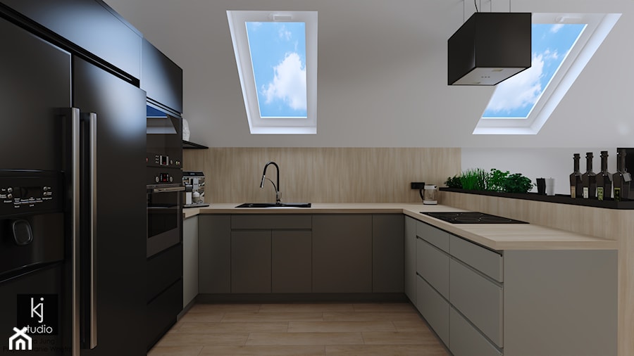 Kuchnia w stylu industrialnym (Dom z widokiem na Beskidy) - Kuchnia, styl industrialny - zdjęcie od KJ Studio Projektowanie wnętrz