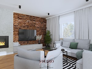 Salon w industrialnym klimacie (dom Wieprz) - Salon, styl industrialny - zdjęcie od KJ Studio Projektowanie wnętrz