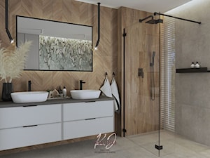 Łazienka w industrialnym klimacie (dom Wieprz) - Łazienka, styl industrialny - zdjęcie od KJ Studio Projektowanie wnętrz