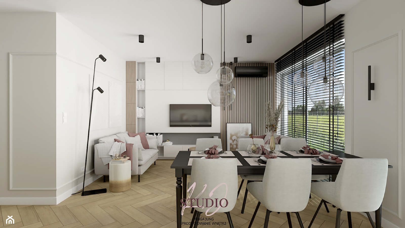 Jadalnia modern classic (Mieszkanie w Kętach) - Jadalnia, styl nowoczesny - zdjęcie od KJ Studio Projektowanie wnętrz - Homebook