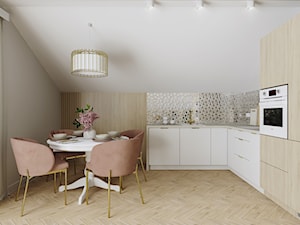 Salon z kuchnią na poddaszu - Kuchnia, styl nowoczesny - zdjęcie od KJ Studio Projektowanie wnętrz