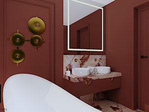 Bordowa łazienka - Łazienka, styl glamour - zdjęcie od KJ Studio Projektowanie wnętrz