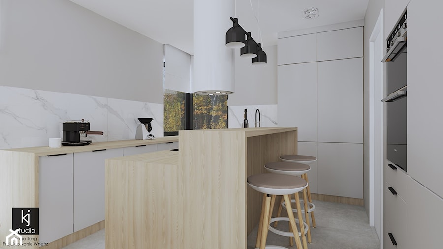 Dom dla miłośników gór - kuchnia z jadalnią - Kuchnia, styl nowoczesny - zdjęcie od KJ Studio Projektowanie wnętrz