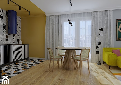 Kolorowe mieszkanie 55m2 - Jadalnia, styl vintage - zdjęcie od KJ Studio Projektowanie wnętrz