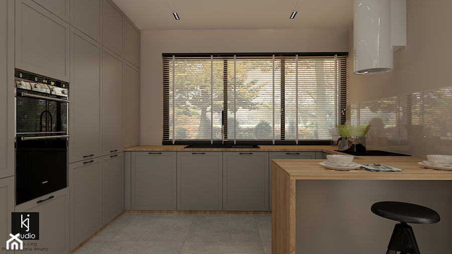 Parter w domu jednorodzinnym w odcieniach taupe - Kuchnia, styl skandynawski - zdjęcie od KJ Studio Projektowanie wnętrz