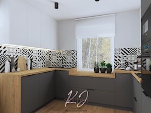 Kuchnia w industrialnym klimacie (dom Wieprz) - Kuchnia, styl industrialny - zdjęcie od KJ Studio Projektowanie wnętrz