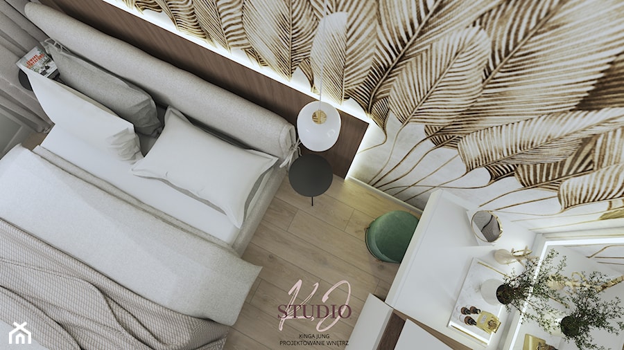 Przytulne i eleganckie mieszkanie - sypialnia (Oświęcim) - Sypialnia, styl nowoczesny - zdjęcie od KJ Studio Projektowanie wnętrz