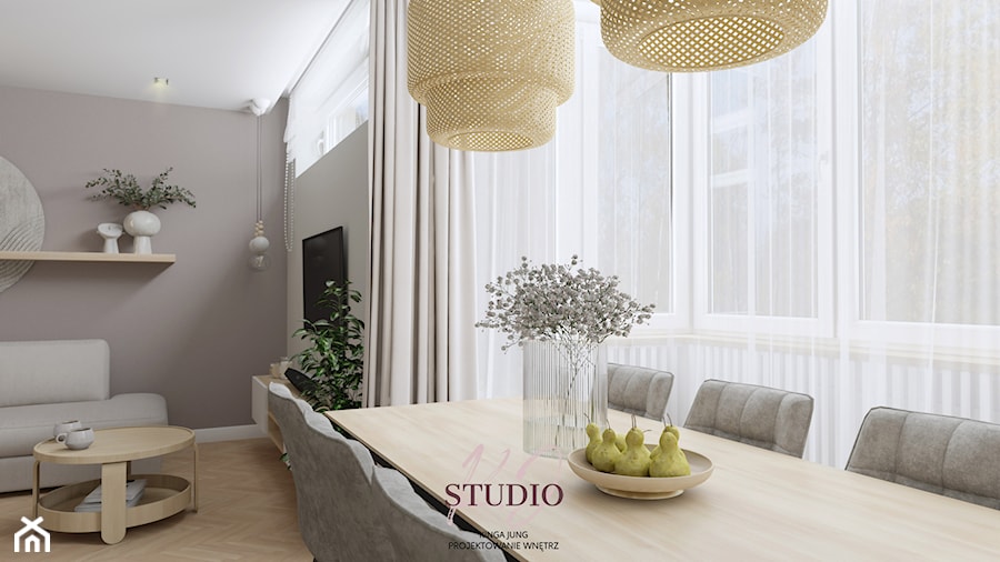 Salon w mieszkaniu 55m2 (mieszkanie Oświęcim) - Salon, styl skandynawski - zdjęcie od KJ Studio Projektowanie wnętrz