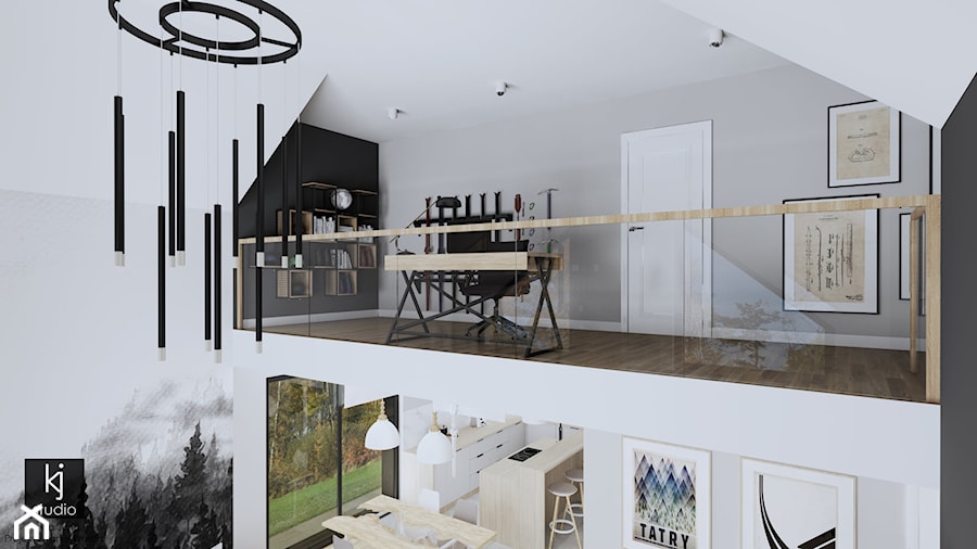 Dom dla miłośników gór - antresola - Biuro, styl nowoczesny - zdjęcie od KJ Studio Projektowanie wnętrz
